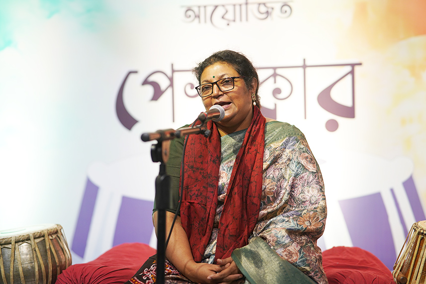 বক্তব্য প্রদান করছেন প্রফেসর কৃষ্টি হেফাজ, অধ্যক্ষ, সরকারি সংগীত কলেজ